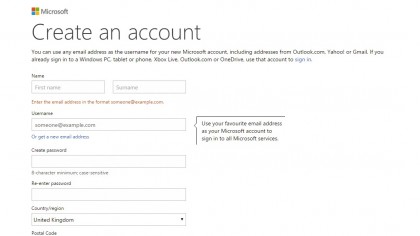 Pantalla de servicios asociados a una cuenta Microsoft