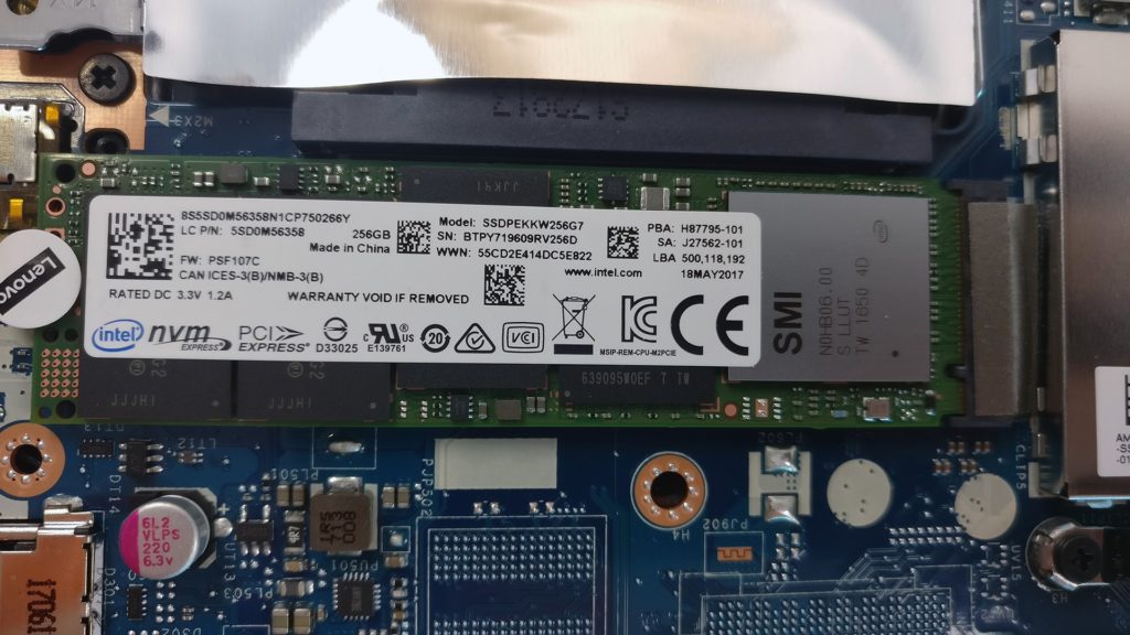 SSD M.2 Intel de Lenovo Yoga 520