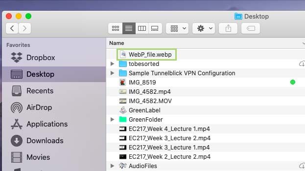 Menú contextual de Finder con opción Quick Look